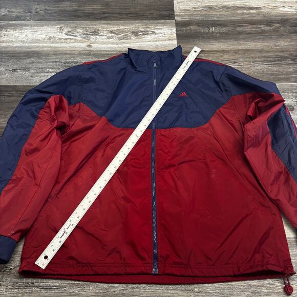 Vintage Adidas Jacket Navy Maroon Mens XL Full Zip Windbreaker Track 90s Nylon - Picture 3 of 11